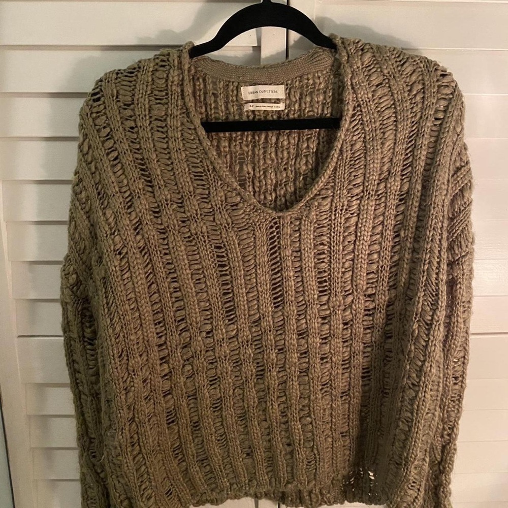 Urban Outfitters Khaki V-Neck Sweater
